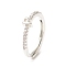 Clear Cubic Zirconia Initial Letter Adjustable Ring, Platinum Brass Jewelry for Women, Cadmium Free & Lead Free, Letter.P, Inner Diameter: 18mm