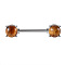 304 Stainless Steel Pave Natural Tiger Eye Half Round Nipple Barbells, Stainless Steel Color, 14mm, Pin: 1.6mm, Head: 6mm