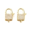 Square Brass Micro Pave Clear Cubic Zirconia Lobster Claw Clasps, Cadmium Free & Nickel Free & Lead Free, Real 18K Gold Plated, 17x10x6mm, Hole: 2.2mm
