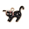 Halloween Alloy Enamel Pendants, Cat Shape, 19x25x1.2mm, Hole: 2mm