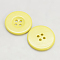 Resin Buttons, Dyed, Flat Round, Yellow, 25x3mm