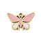 304 Stainless Steel Enamel Charms, Butterfly Charms, Real 18K Gold Plated, Ion Plating(IP), Pink, 10x15x1.3mm, Hole: 1.2mm