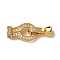 Brass Micro Pave Clear Cubic Zirconia Fold Over Clasps, Nickel Free, Real 18K Gold Plated, 23mm