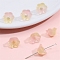 10Pcs Gradient Color Transparent Glass Bead Caps, Six-Petal Flowers, Orchid, Colorful, 12x7mm