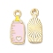 Alloy Enamel Pendants, Golden, Feeding Bottle Charm, Pink, 18x7x1.5mm, Hole: 1.8mm