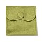 Velvet Jewelry Pouches, Jewelry Gift Bags with Snap Button, for Ring Necklace Earring Bracelet Storage, Square, Yellow Green, 7x6.9x0.2cm