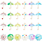 Acrylic Pendants, with Golden Plated Brass Loops and ABS Plastic Imitation Pearl, Umbrella, Mixed Color, 20~24x18~20x18~20mm, Hole: 1.2~1.8mm, 6 colors, 4pcs/color, 24pcs/set
