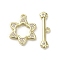 Brass Micro Pave Cubic Zirconia Toggle Clasps, Long-Lasting Plated, Flower, Cadmium Free & Nickel Free & Lead Free, Golden, 17x13x1.5mm, Hole: 1.2mm
