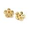 Brass Micro Pave Clear Cubic Zirconia Bead Caps, 5-Petal Flower, Real 18K Gold Plated, 6x2mm, Hole: 0.8mm