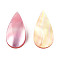 Natural Turbo Cornulus/Top Shells Cabochons, with Acrylic and Shell, Dyed, Teardrop, Pink, 21x10.5x4~4.5mm