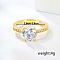 Brass Micro Pave Clear Cubic Zirconia Cuff Rings for Women, Flat Round, Golden, Inner Diameter: 16mm~18mm