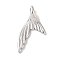 Rack Plating Brass Pendants, with Jump Ring, Long-Lasting Plated, Lead Free & Cadmium Free, Fishtail, Platinum, 29.5x18x6mm, Hole: 5.5x3mm