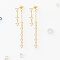 S925 Sterling Silver Clear Cubic Zirconia Tassel Stud Earrings, Fashion Sweet Versatile Earrings, Golden, 17~42x3mm