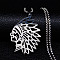 201 Stainless Steel Hollow Cut American Indian Chief Pendant Necklaces, Stainless Steel Color, 19.57 inch(49.7cm)