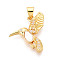 Brass Micro Pave Clear Cubic Zirconia Pendants, Cadmium Free & Lead Free, with Shell, Bird, Real 18K Gold Plated, 21x16x4mm, Hole: 5x3.5mm