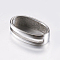 Tarnish Resistant 316 Surgical Stainless Steel Slide Charms, Oval, Stainless Steel Color, 15.5x9x4.5mm, Hole: 6.5x13mm