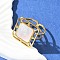 Square 304 Stainless Steel White Shell Cuff Rings for Women, Ion Plating(IP), Real 18K Gold Plated, 17x17mm, US Size 6(16.5mm)