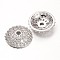 Apetalous Half Round/Dome Brass Micro Pave Cubic Zirconia Bead Caps, Platinum, 11x3mm, Hole: 1mm