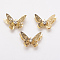 Brass Micro Pave Cubic Zirconia Pendants, Cadmium Free & Nickel Free & Lead Free, Real 18K Gold Plated, Butterfly, 13.5x20x4mm, Hole: 1mm