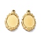 Ion Plating(IP) 304 Stainless Steel Pendant Cabochon Settings, Oval, Real 18K Gold Plated, Tray: 14x10mm, 23x14x3mm, Hole: 1.8mm