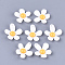 Resin Pendants, Flower, White, 49x46x9.5mm, Hole: 1.5mm