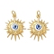 Brass Enamel Pendants, with Jump Ring, Sun with Evil Eye Charm, Real 18K Gold Plated, White, 20x16x5mm, Hole: 3.5mm