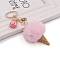 Ice cream Furry Pom-Pom Keychain, for Bag Decoration, Keychain Gift and Phone Backpack, Pink, 14x5cm