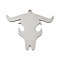 201 Stainless Steel Pendants, Laser Cut, Cattle Head Charm, Anti-Tarnish, Stainless Steel Color, 30x34x1mm, Hole: 1.6mm