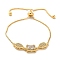 Cubic Zirconia Link Slider Bracelets, with Light Gold Brass Box Chains, Teardrop, Inner Diameter: 3-1/8 inch(8cm)