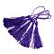 Polyester Tassel Decorations, Pendant Decorations, Indigo, 130x6mm, Tassel: 70~90mm