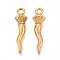 304 Stainless Steel Pendants, Horn of Plenty/Italian Horn Cornicello Charms, Ion Plating(IP), Real 18K Gold Plated, 29.5x8x8mm, Hole: 2.2mm