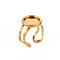 201 Stainless Steel Cuff Ring Findings, Round Bezel Cup Ring Settings, Laser Cut, Golden, Tray: 12mm, US Size 7 1/4(17.5)~US Size 8(18mm)