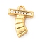 Brass Micro Pave Cubic Zirconia Charms, Nickel Free, Real 18K Gold Plated, Letter T, 14x10.5x2.5mm, Hole: 1.6mm