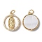 Brass Micro Pave Cubic Zirconia Pendants, Cadmium Free & Nickel Free & Lead Free, with Shell and Jump Rings, Real 18K Gold Plated, Human, 18x15.5x3mm, Hole: 3mm