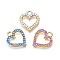 Alloy Charms, with Rhinestone, Cadmium Free & Lead Free, Heart, Mixed Color, 17x15x2mm, Hole: 2.5mm