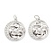 Brass Charms, with Jump Ring, Long-Lasting Plated, Moon with Sun, Real Platinum Plated, 20x18x4.5mm, Jump Ring: 5x1mm, 3.5mm Inner Diameter