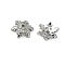 Brass Micro Pave Clear Cubic Zirconia Bead Caps, Flower, Platinum, 7x8x2.5mm, Hole: 0.8mm