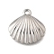 Ocean Series 304 Stainless Steel Charms, Anti-Tarnish, Shell Shape, 12.5x13x2.5mm, Hole: 1.2mm
