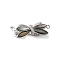 Brass Micro Pave Clear Cubic Zirconia Fold Over Clasps, Cadmium Free & Nickel Free & Lead Free, with Abalone Shell, Butterfly, Platinum, 34mm, Hole: 1.2mm