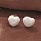Brass Stud Earrings, with Enamel, Rack Plating, Long-Lasting Plated, Lead Free & Cadmium Free, Heart, Real 18K Gold Plated, White, 10x11mm