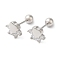 Heart Bow Brass Micro Pave Clear Cubic Zirconia Cartilage Earrings, Platinum, 8.7x6.6mm