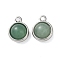 Natural Green Aventurine Half Round Charms, with 304 Stainless Steel Findings, Platinum, 13.5x10.5x6.5mm, Hole: 1.8mm