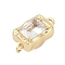 Brass Micro Pave Clear Cubic Zirconia Box Clasps, Cadmium Free & Nickel Free & Lead Free, Rectangle, Real 18K Gold Plated, 15.5x7.5x6.5mm, Hole: 1.4mm and 1.2mm