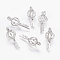 Brass bead Cage Pendants, Cadmium Free & Nickel Free & Lead Free, Skeleton Key, Platinum, 34x11.5x12mm, Hole: 2.5mm