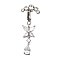 304 Stainless Steel Pave Clear Cubic Zirconia Clip on Belly Rings, Stainless Steel Color, Butterfly, 39mm