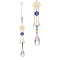 Glass Teardrop Window Hanging Suncatchers, with Evil Eye Lampwork and 7 Chakra Glass, 201 Stainless Steel Lotus Pendants Decorations Ornaments, Colorful, 271x33mm