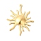Ion Plating(IP) 304 Stainless Steel Pendants, Sun Charms, Real 18K Gold Plated, 45x37x3.5mm, Hole: 2mm