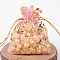 Rose Printed Organza Bags, Gift Bags, Rectangle, Pearl Pink, 9x7cm