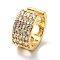 Clear Cubic Zirconia C-Shaped Chunky Cuff Earrings, Brass Jewelry for Women, Cadmium Free & Lead Free, Golden, 6x12.5mm