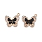 Alloy Enamel Pendants, with Crystal Rhinestone, Cadmium Free & Lead Free, Light Gold, Butterfly Charms, Black, 22.5x19.5x2mm, Hole: 1.6mm